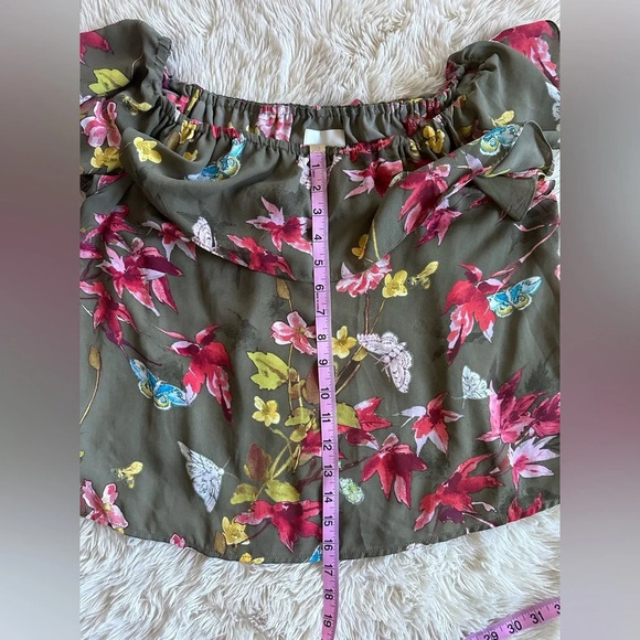 Anthropologie Maeve Vallita Off-The-Shoulder Floral Butterfly Ruffled Blouse XS - Picture 10 of 11